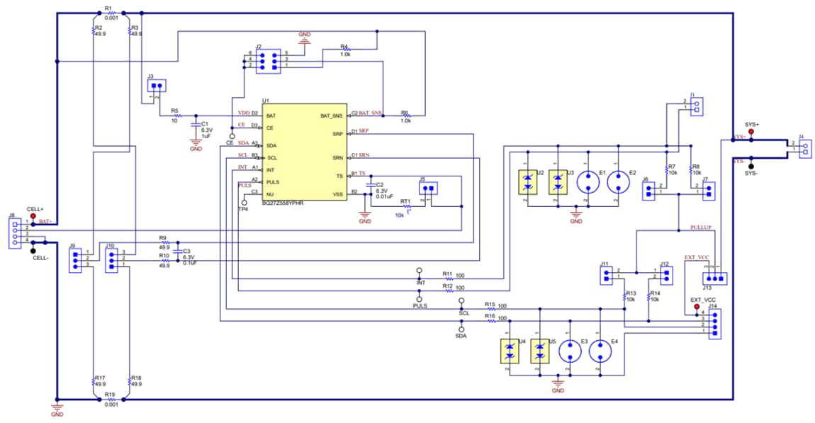 Schematic - Texas Instruments BQ27Z558EVM-084 Evaluation Module